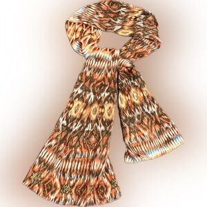 Gauzy accent scarf - fiery autumn colors with bronze metallic shimmer